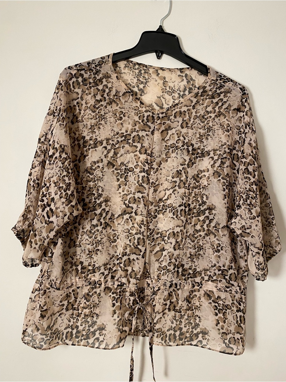 Women's Plus Size Beige Leopard Print Blouse